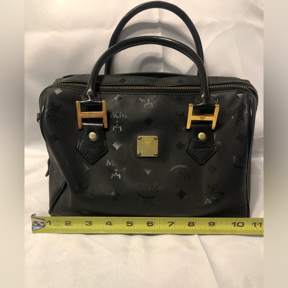 MCM Black Handbag with Gold Accents